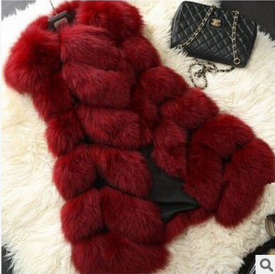 BINYUXD coat Arrival Winter Warm Fashion Women Import Coat Fur Vests High-Grade Faux Fur Coat Fox Fur Long Vest  Women's Jacket