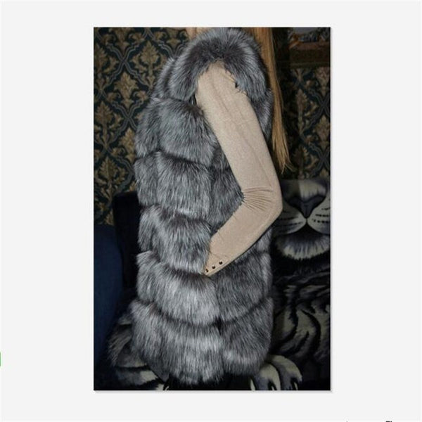 BINYUXD coat Arrival Winter Warm Fashion Women Import Coat Fur Vests High-Grade Faux Fur Coat Fox Fur Long Vest  Women's Jacket