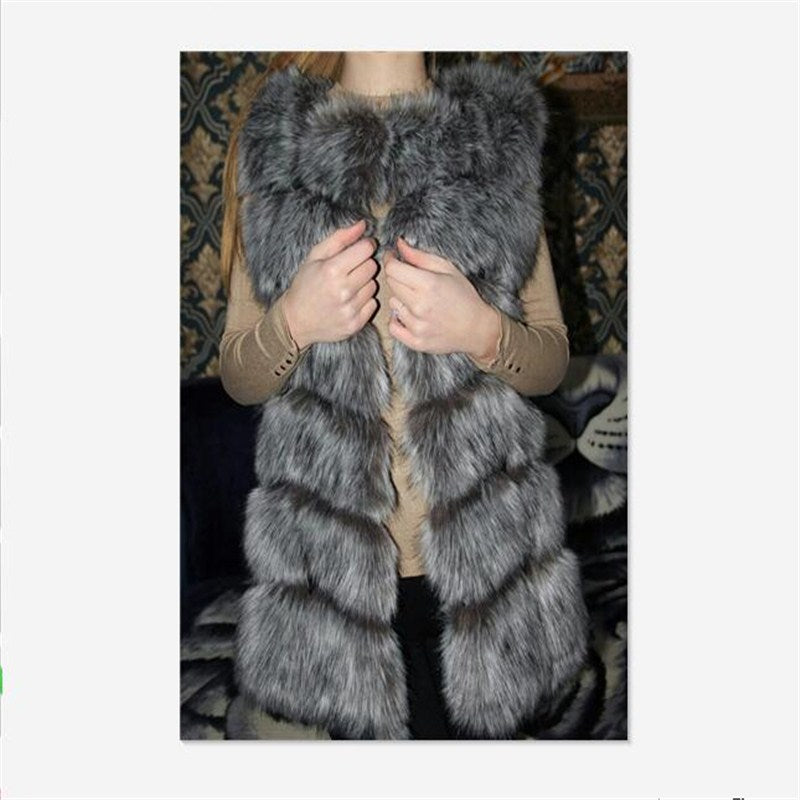 BINYUXD coat Arrival Winter Warm Fashion Women Import Coat Fur Vests High-Grade Faux Fur Coat Fox Fur Long Vest  Women's Jacket