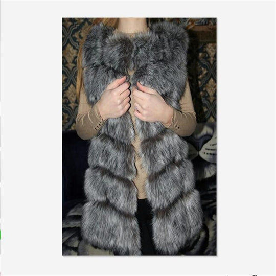 BINYUXD coat Arrival Winter Warm Fashion Women Import Coat Fur Vests High-Grade Faux Fur Coat Fox Fur Long Vest  Women's Jacket