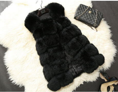 BINYUXD coat Arrival Winter Warm Fashion Women Import Coat Fur Vests High-Grade Faux Fur Coat Fox Fur Long Vest  Women's Jacket