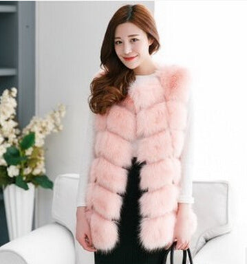 BINYUXD coat Arrival Winter Warm Fashion Women Import Coat Fur Vests High-Grade Faux Fur Coat Fox Fur Long Vest  Women's Jacket