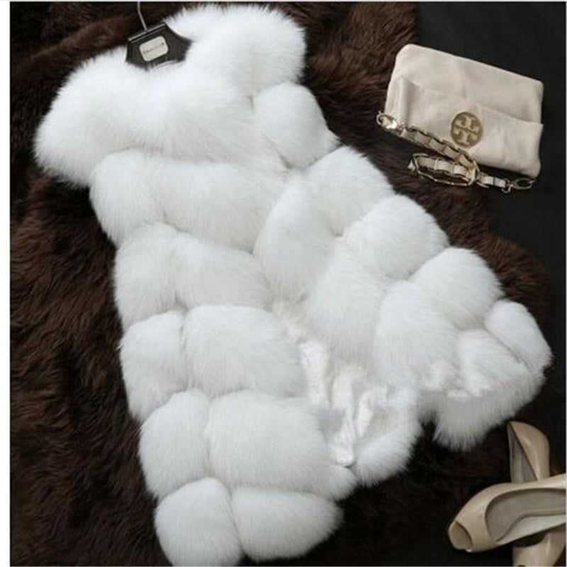 BINYUXD coat Arrival Winter Warm Fashion Women Import Coat Fur Vests High-Grade Faux Fur Coat Fox Fur Long Vest  Women's Jacket