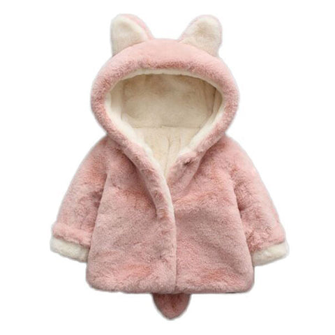 Baby Girls Winter Jackets Warm Faux Fur Fleece Coat Children Jacket Rabbit Ear Hooded Outerwear Kids Jacket for Girls Clothing