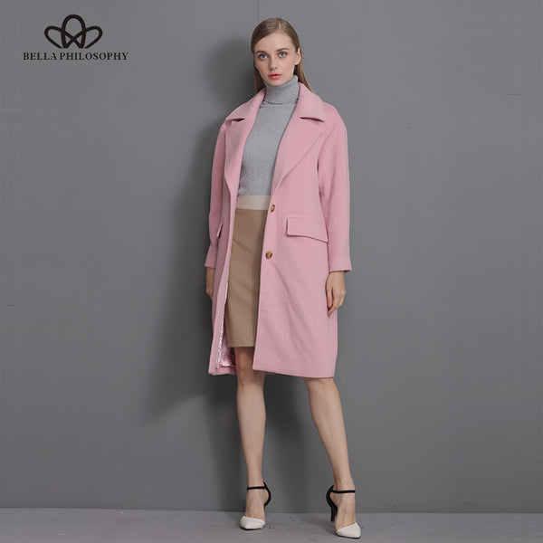 New wool long thick coat jacket Women warm winter coat turn-down coat Casual Long Outerwears for ladies