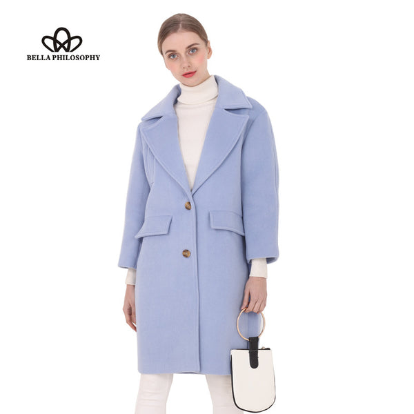New wool long thick coat jacket Women warm winter coat turn-down coat Casual Long Outerwears for ladies