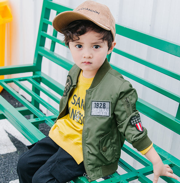 Toddler Boys Jacket Autumn Spring Army Style Kids Bomber Jacket For Boys Outerwear Tops Clothings