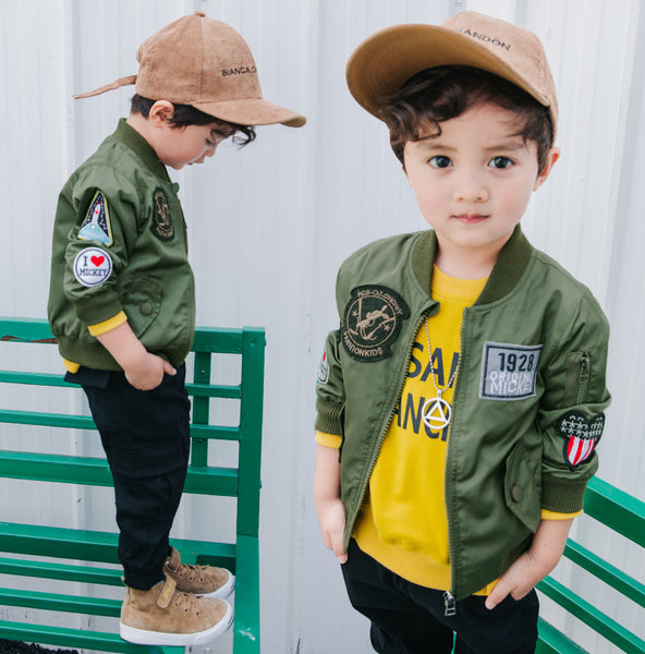 Toddler Boys Jacket Autumn Spring Army Style Kids Bomber Jacket For Boys Outerwear Tops Clothings