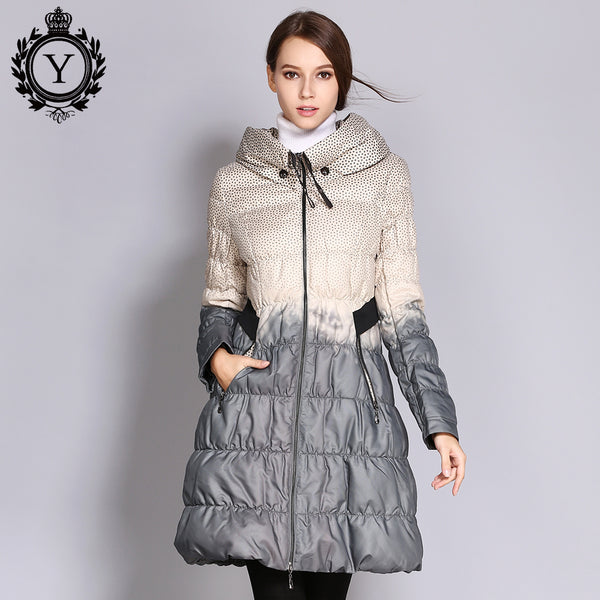 COUTUDI 2017 Winter Plus Size Down Coat Women Parkas Female Long Duck Down Padded Jacket Hit Color High Quality Women's Clothing