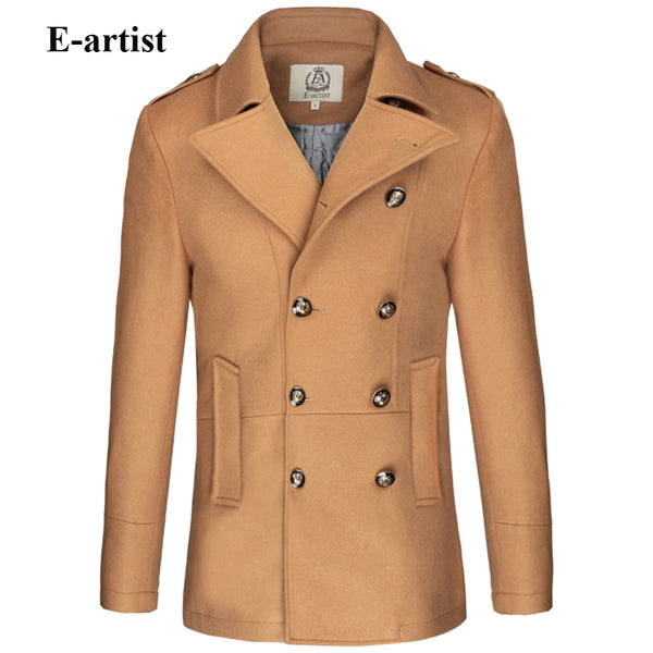 Men's Slim Fit Double Breasted Wool Trench Coat Male Warm Winter Jackets Peacoats Outerwear Overcoats Plus Size 5XL N31