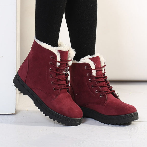 Fashion warm snow boots 2018 heels winter boots new arrival women ankle boots women shoes warm fur plush Insole shoes woman