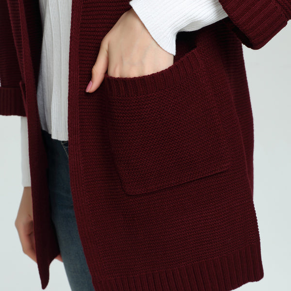 Knitting Long Cardigan Knitted Sweater Loose Autumn Warm Cardigan Pockets Jacket Female Jumper Coat C4277
