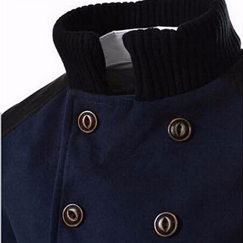 Fashion Men's Autumn Winter Coat Turn-down Collar Wool Blend