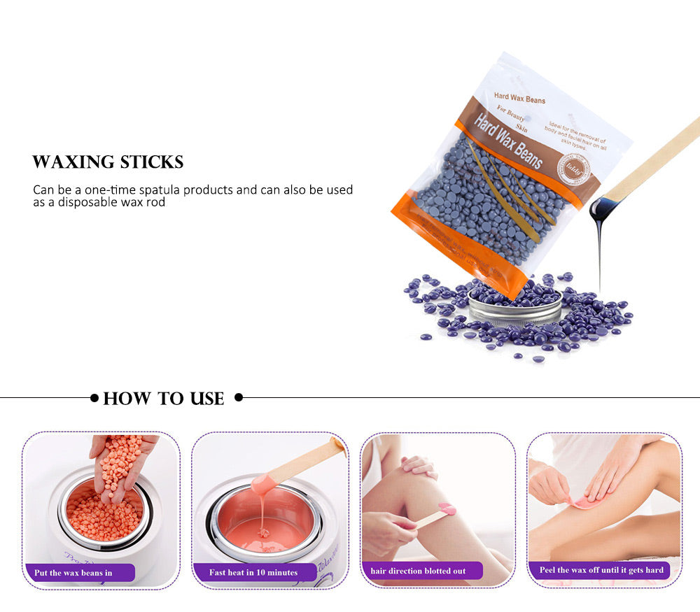 Hair Removal Wax Warmer Heater Machine + 4*100g Packs Wax Beans +20PCs Wiping Stick Hair Removal Bean Wax Warmer Heater Pot