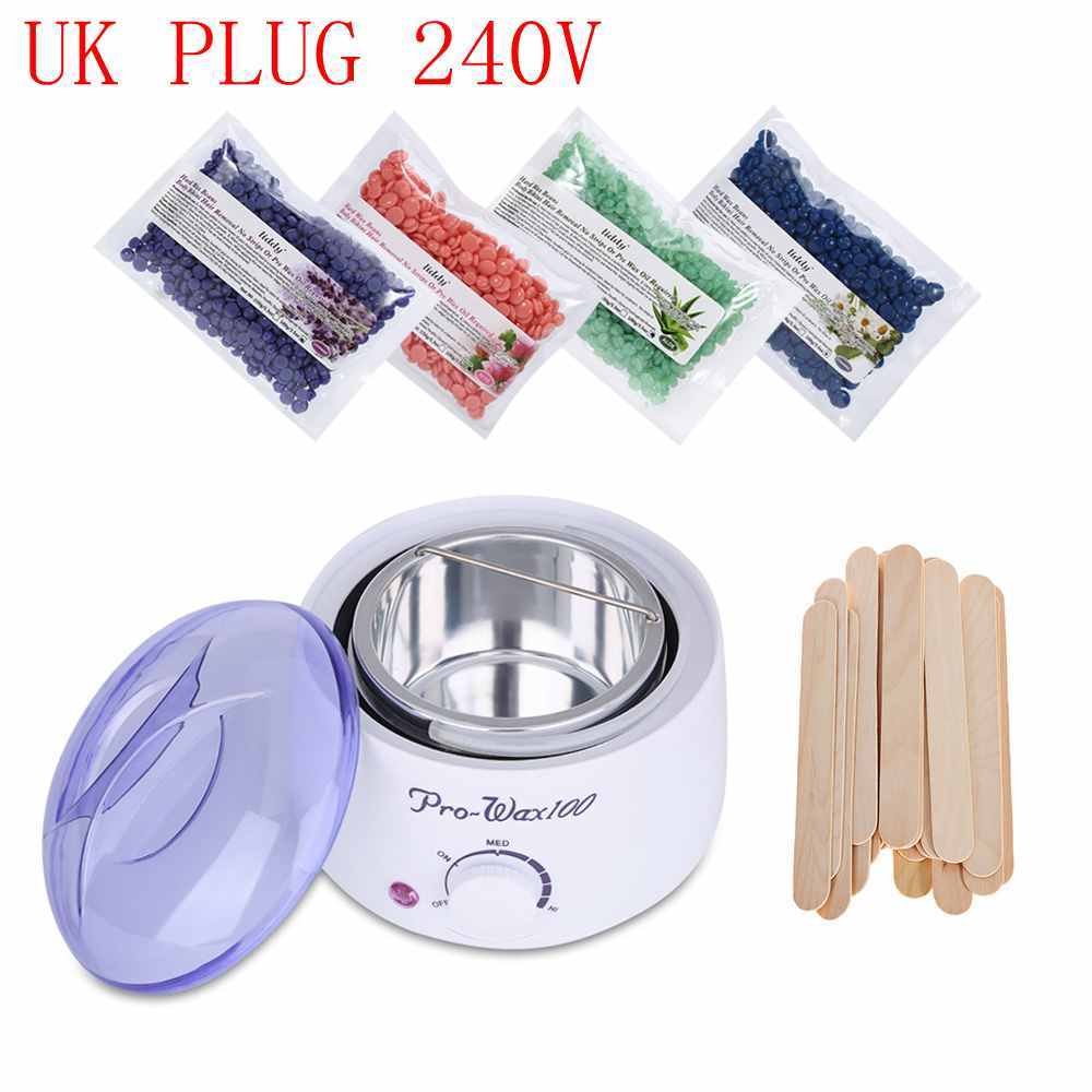 Hair Removal Wax Warmer Heater Machine + 4*100g Packs Wax Beans +20PCs Wiping Stick Hair Removal Bean Wax Warmer Heater Pot