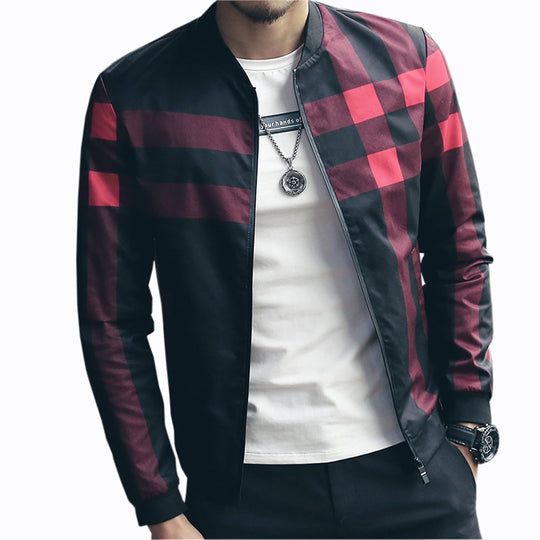 Hotsale Plaid Jacket Men Bomber Jacket Fashion Slim Mens jackets and Coats Chaquetas Hombres Jaquetas