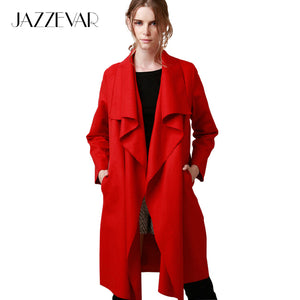 2017 New Autumn High Fashion Women's Wool Blend Trench Coat Casual Long Outerwear Loose Clothing for lady