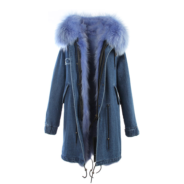 new fashion woman luxurious raccoon fur collar hooded coat white thick real fur liner parkas long winter jacket