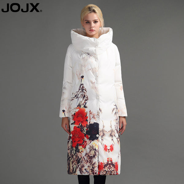 JOJX Flower Print thick Parkas women winter jacket 2017 Long Brand women coat winter Down Jacket Fashion Warm Female coats