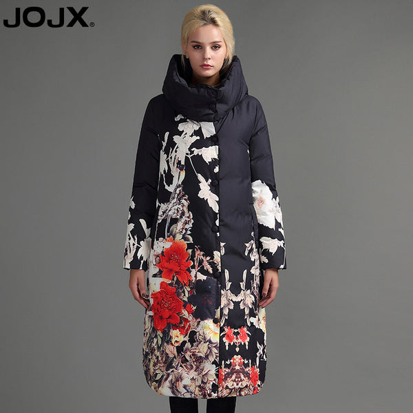 JOJX Flower Print thick Parkas women winter jacket 2017 Long Brand women coat winter Down Jacket Fashion Warm Female coats