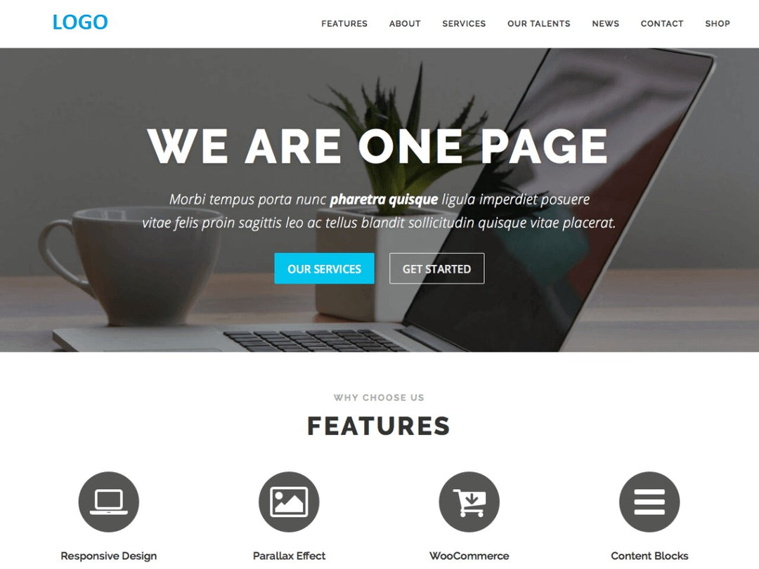 ONE PAGE WEBSITE WEB DESIGN