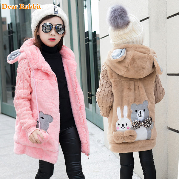 Winter Girls Faux Fur Fleece Coat Warm Jacket Xmas Snowsuit