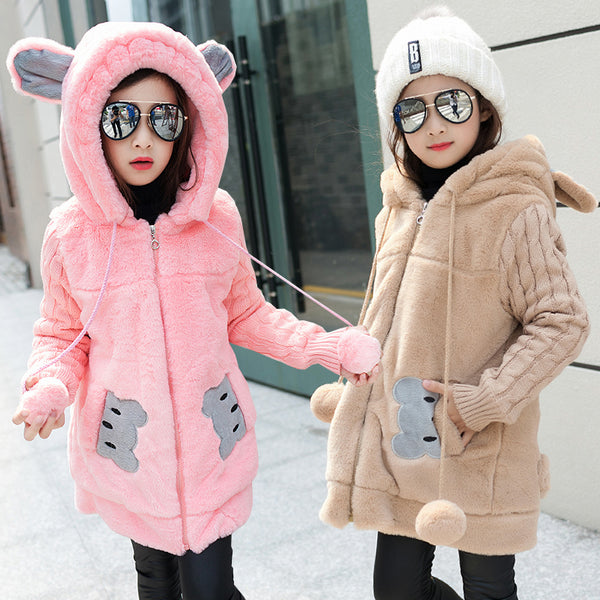 Winter Girls Faux Fur Fleece Coat Warm Jacket Xmas Snowsuit