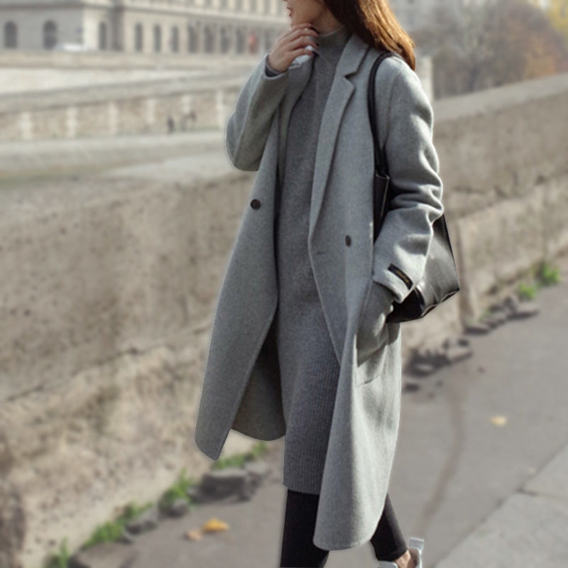 Women Autumn Winter Coats Jackets warm wool blends vintage solid Oversized High Quality Winter Long Coat Manteau Femme