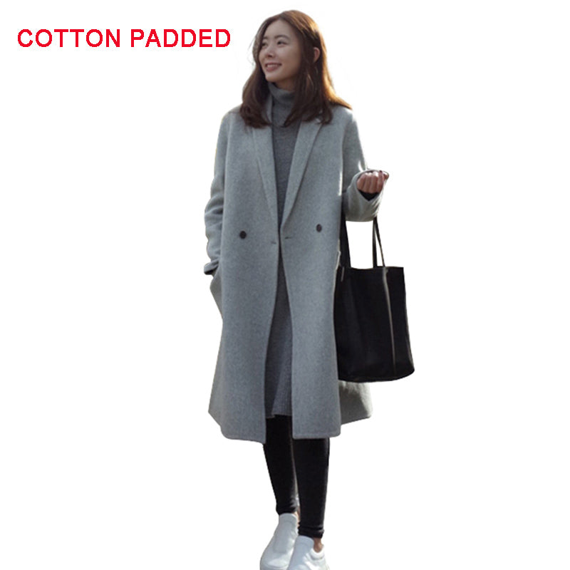 Women Autumn Winter Coats Jackets warm wool blends vintage solid Oversized High Quality Winter Long Coat Manteau Femme