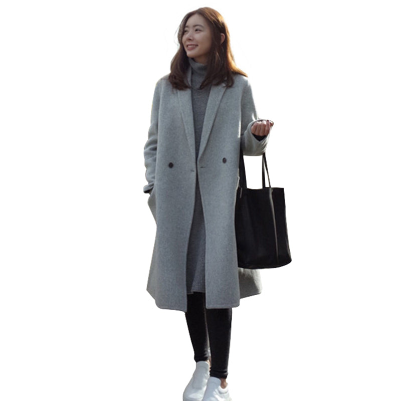 Women Autumn Winter Coats Jackets warm wool blends vintage solid Oversized High Quality Winter Long Coat Manteau Femme
