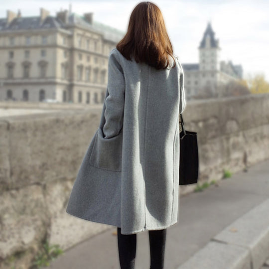 Women Autumn Winter Coats Jackets warm wool blends vintage solid Oversized High Quality Winter Long Coat Manteau Femme