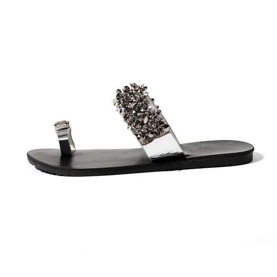MCCKLE Women Casual Summer Flat Slippers Flip Flops Female Crystal Outside Shoes For Girls Comfortable Woman Footwear Leisure