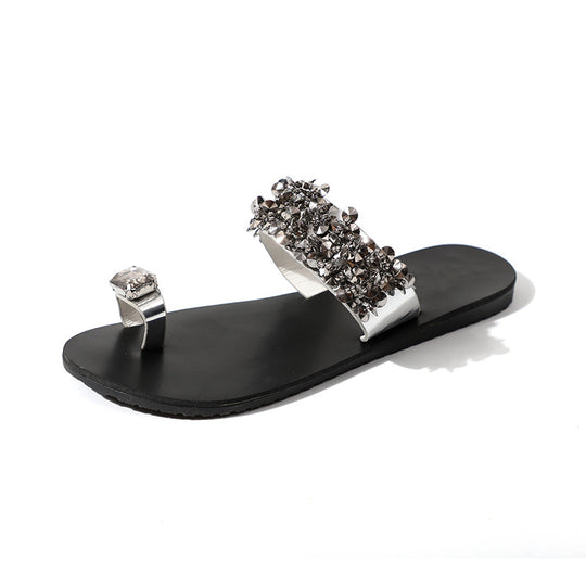 MCCKLE Women Casual Summer Flat Slippers Flip Flops Female Crystal Outside Shoes For Girls Comfortable Woman Footwear Leisure