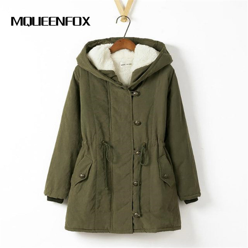 MQUEENFOX 2017 New Plus Size Winer COat Women Winter Jacket Cotton Padded Female Long Section Cashmere Coat Winter Jackets 4XL