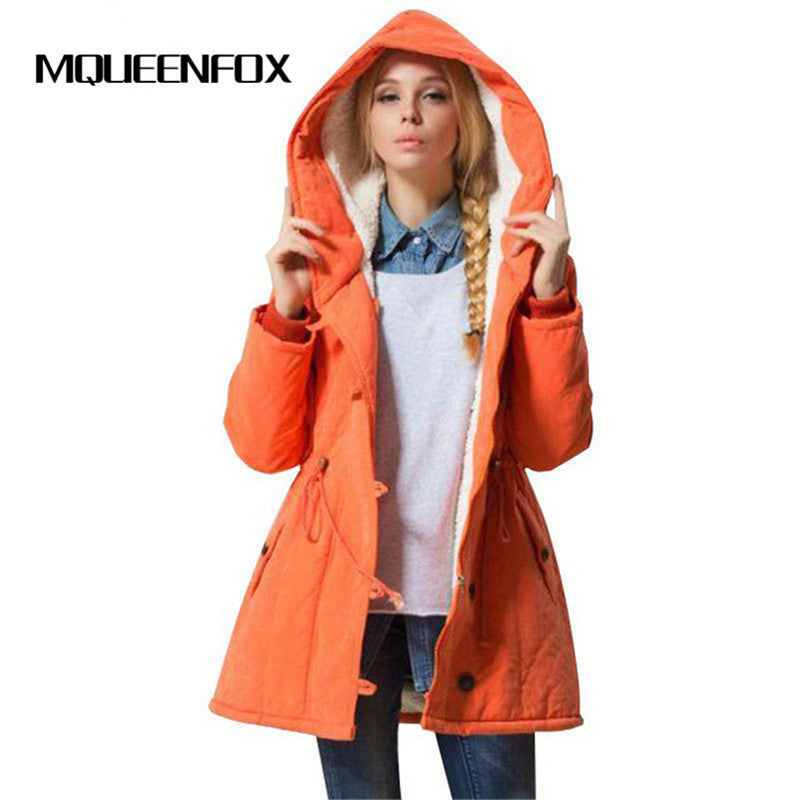 MQUEENFOX 2017 New Plus Size Winer COat Women Winter Jacket Cotton Padded Female Long Section Cashmere Coat Winter Jackets 4XL