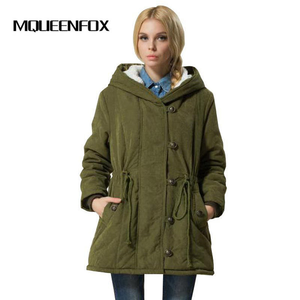 MQUEENFOX 2017 New Plus Size Winer COat Women Winter Jacket Cotton Padded Female Long Section Cashmere Coat Winter Jackets 4XL