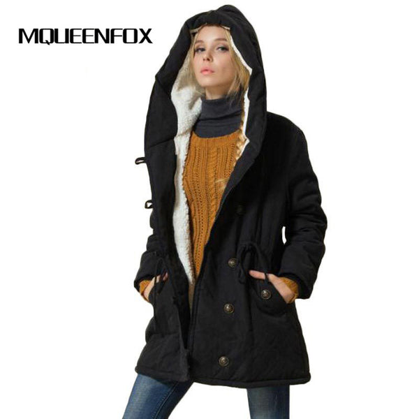 MQUEENFOX 2017 New Plus Size Winer COat Women Winter Jacket Cotton Padded Female Long Section Cashmere Coat Winter Jackets 4XL