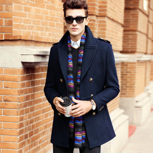 Men Wool Coats Winter Fashion ElegantLong Double Button Jackets Male Peacoat Mens Overcoats 5 Colours Holyrising