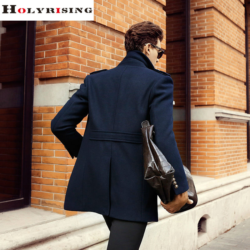 Men Wool Coats Winter Fashion ElegantLong Double Button Jackets Male Peacoat Mens Overcoats 5 Colours Holyrising