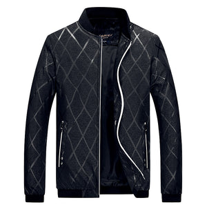 Men's Fashion Jacket Brand New 2017 Autumn Winter Men's Casual Jacket Print Collar Mens Jackets Zipper Jacket 4XL