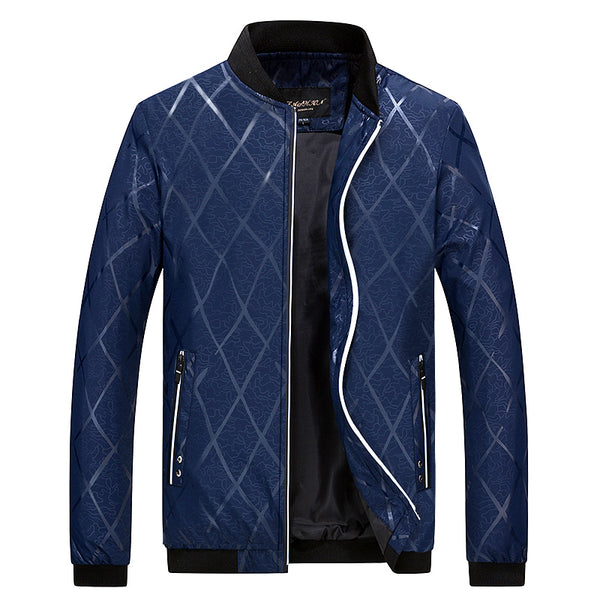Men's Fashion Jacket Brand New 2017 Autumn Winter Men's Casual Jacket Print Collar Mens Jackets Zipper Jacket 4XL