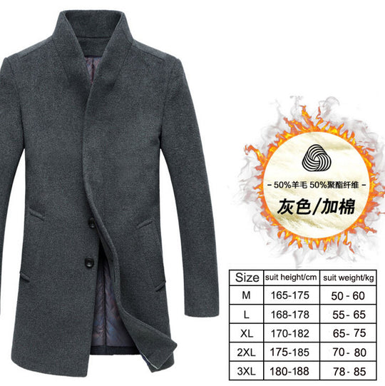 Men's wool coat winter long sections thick woolen coats Men Stand collar Casual Fashion casaco masculino palto peacoat overcoat