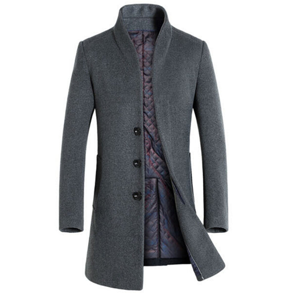 Men's wool coat winter long sections thick woolen coats Men Stand collar Casual Fashion casaco masculino palto peacoat overcoat