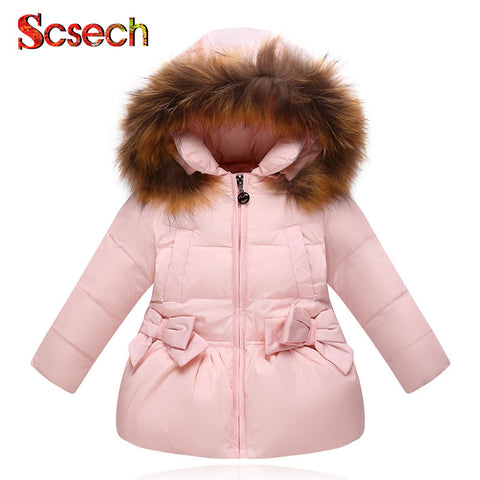 New Fashion Baby Girls Jackets Bow Tie Autumn Winter Jacket Kids Warm Hooded Children Outerwear Coat Boys Girls Clothes SSA36