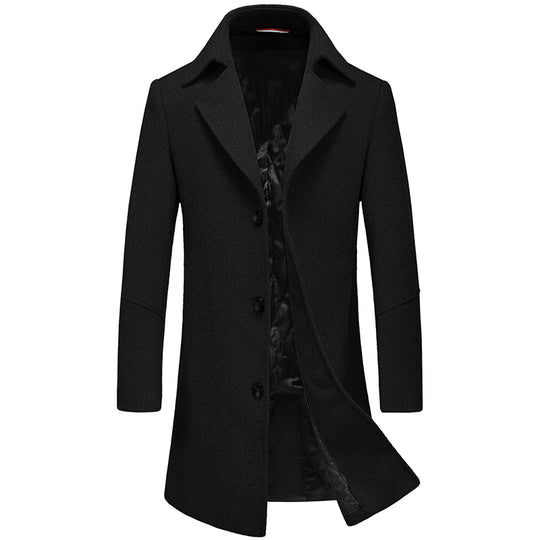 New Fashion Brand-Clothing Jacket Wool Coat Men Big Pocket Long Peacoat Business Casual Slim Fit Wool & Blends Winter Men Coat