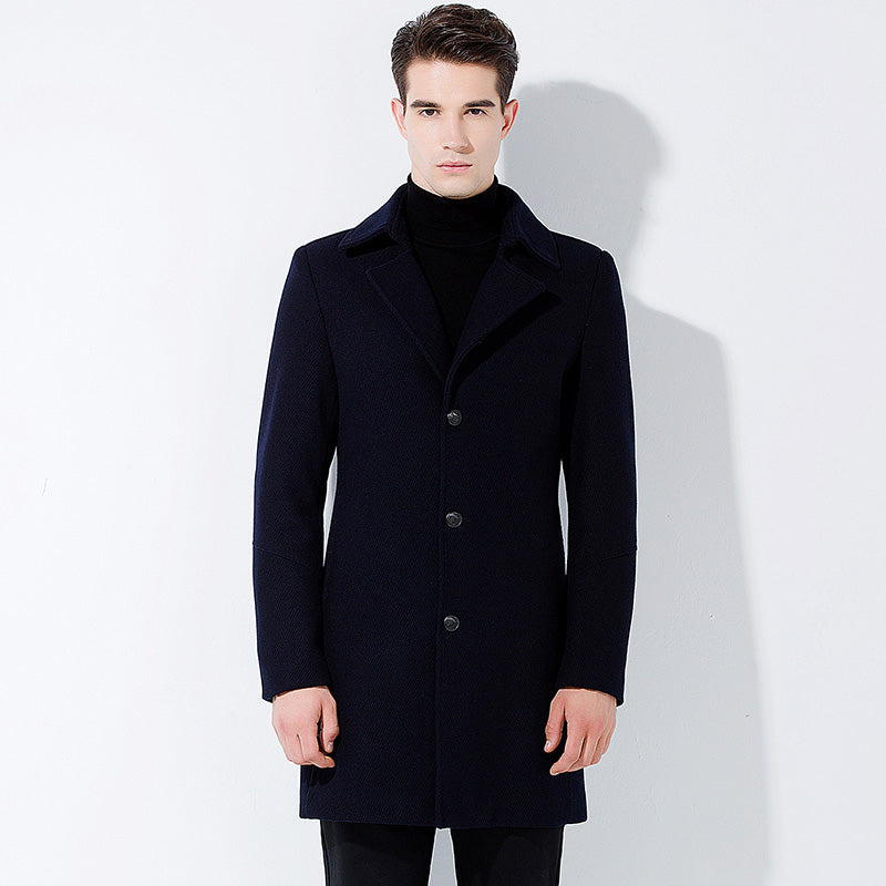 New Fashion Brand-Clothing Jacket Wool Coat Men Big Pocket Long Peacoat Business Casual Slim Fit Wool & Blends Winter Men Coat