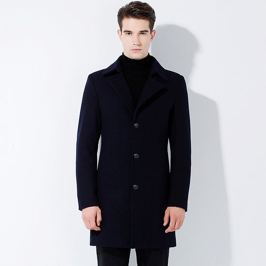 New Fashion Brand-Clothing Jacket Wool Coat Men Big Pocket Long Peacoat Business Casual Slim Fit Wool & Blends Winter Men Coat