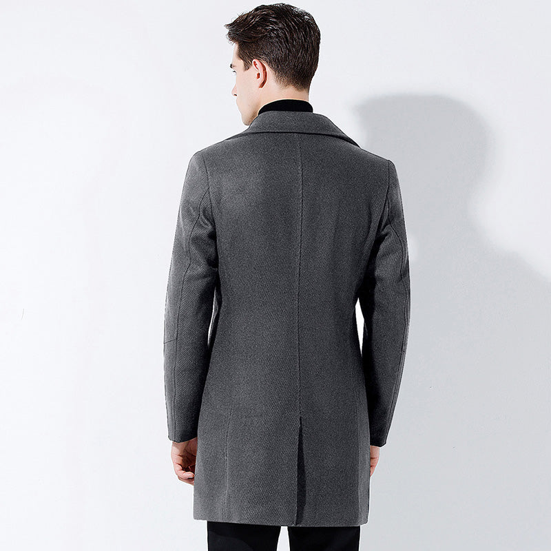 New Fashion Brand-Clothing Jacket Wool Coat Men Big Pocket Long Peacoat Business Casual Slim Fit Wool & Blends Winter Men Coat