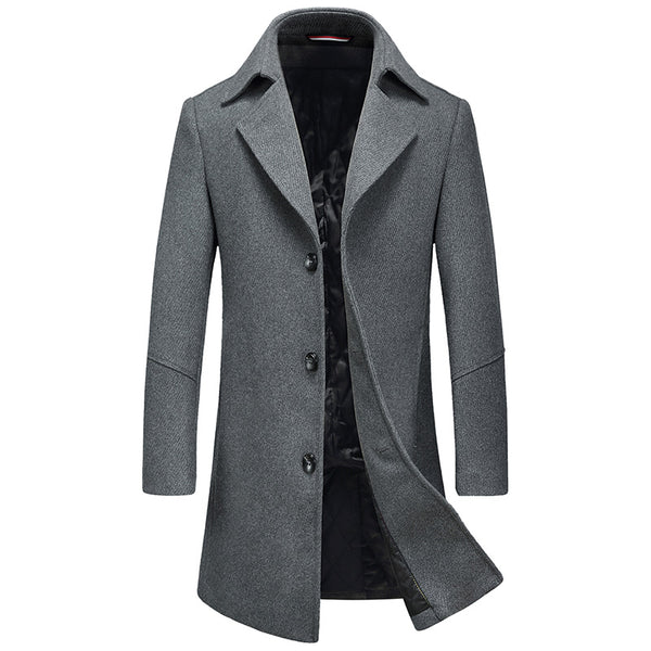 New Fashion Brand-Clothing Jacket Wool Coat Men Big Pocket Long Peacoat Business Casual Slim Fit Wool & Blends Winter Men Coat