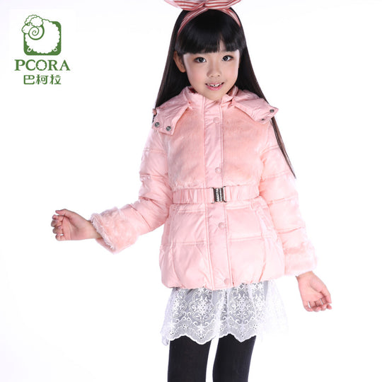 Winter Jacket for Girls Winter Coats Pink/Khaki White Duck Down Parkas Girls Outwear Artificial Fur Winter Jacket Kids